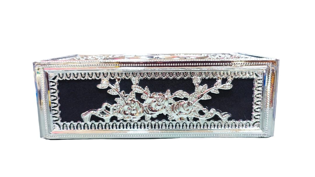 Premium Car Tissue Box Holder (Silver/Black)